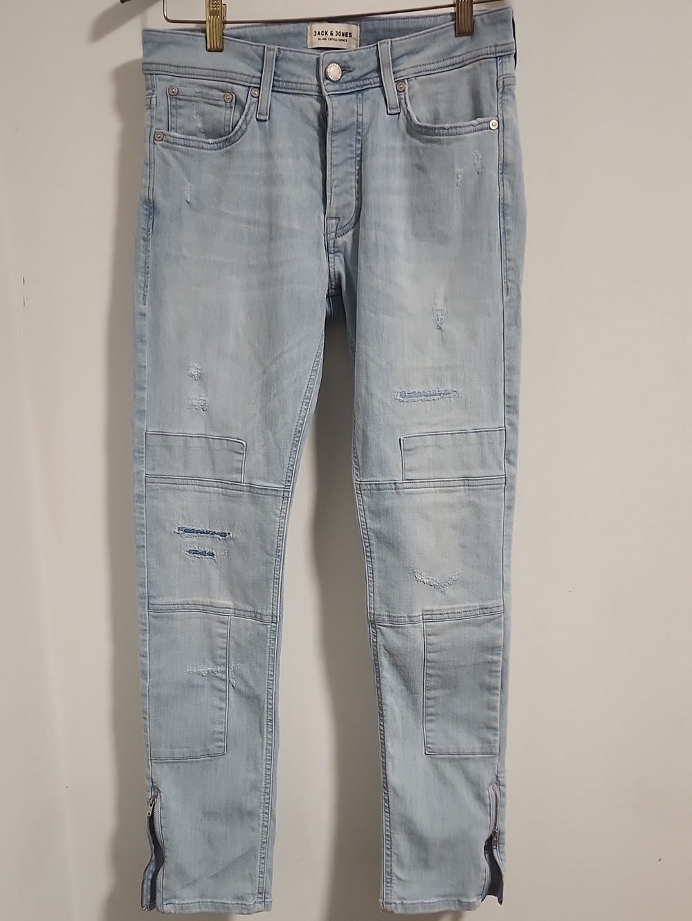 Jack & Jones Light Wash Skinny Jeans with Knee Panels